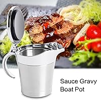 Vista 2 de Salsa térmica de acero inoxidable, 16 onzas, doble aislamiento, con tapa con bisagras, para cena familiar, Acción de Gracias, Halloween, Navidad