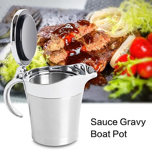 Miniatura 2 de Salsa térmica de acero inoxidable, 16 onzas, doble aislamiento, con tapa con bisagras, para cena familiar, Acción de Gracias, Halloween, Navidad