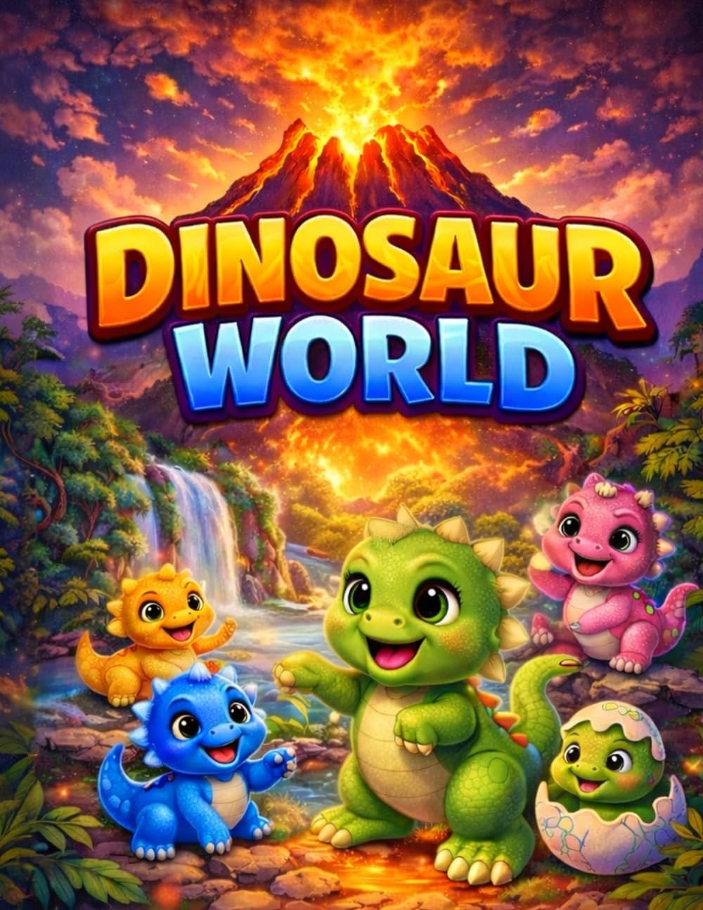 Dinosaur World Coloring Book for Kids: Fun, Cute & Easy Dinosaur Coloring Pages | 50 Adorable Designs for Kids Ages 4–8