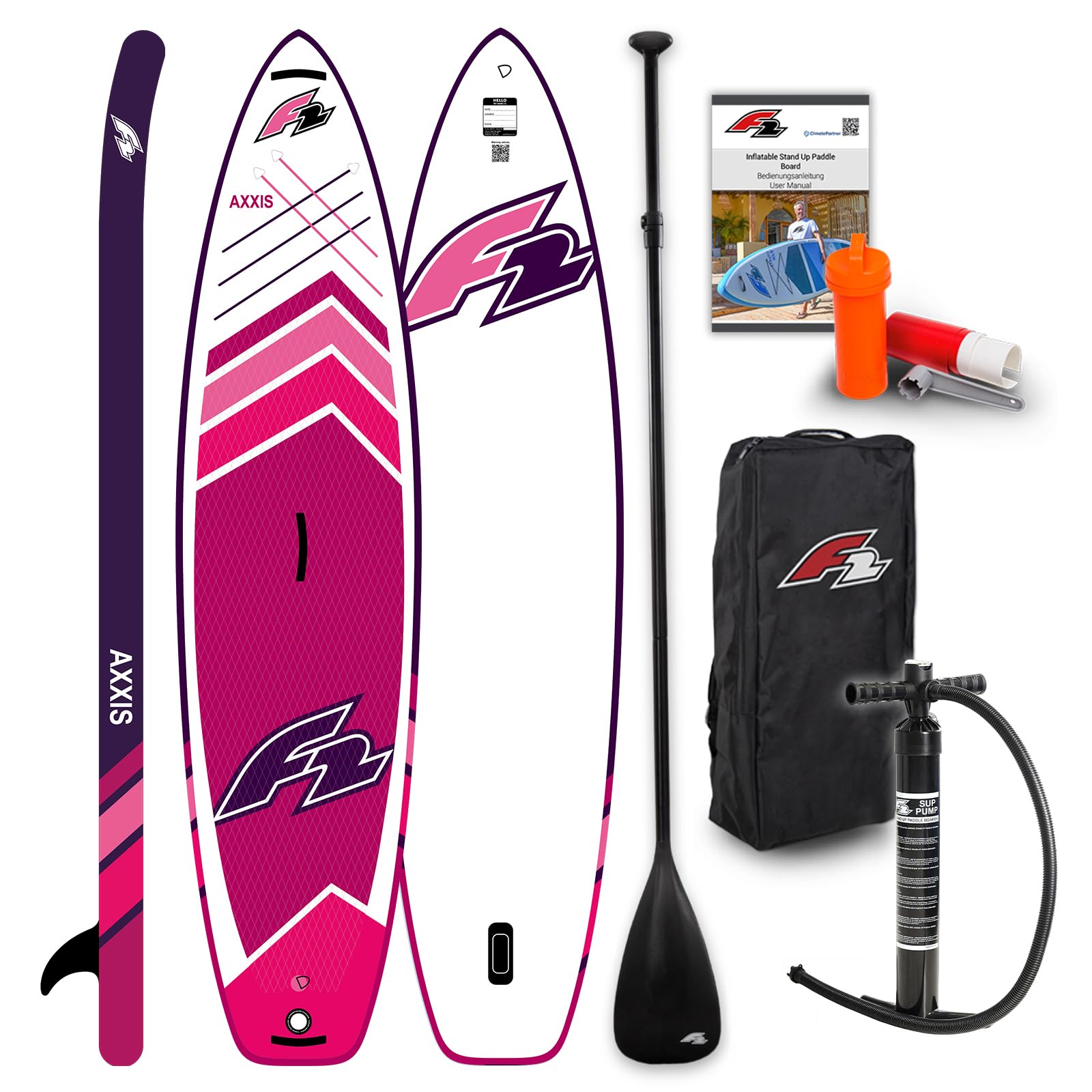 F2 Stand Up Paddle Board AXXIS - Damen SUP Größe wählbar Pink 2024/2025