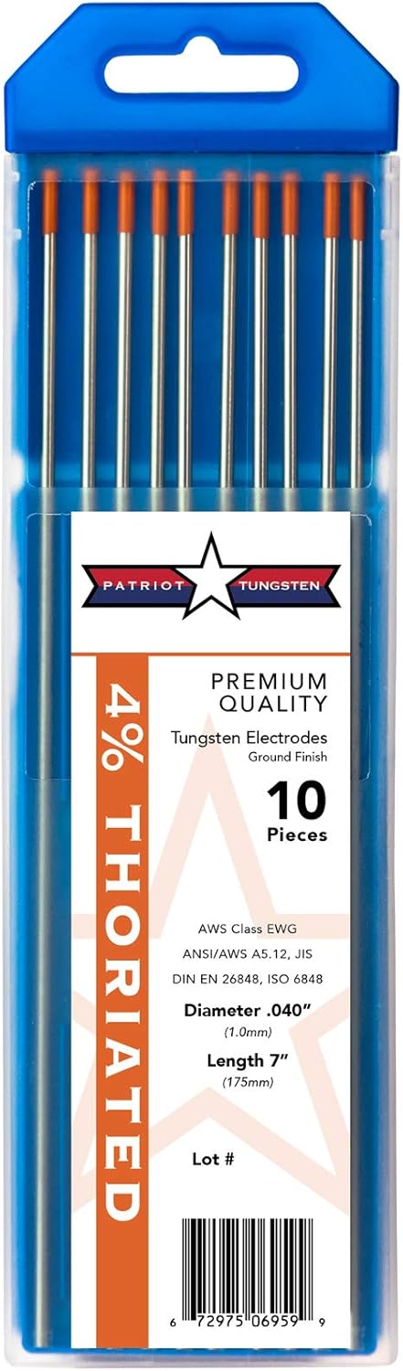 4% Thoriated TIG Welding Tungsten Electrodes .040” x 7” 10-Pack 4% Thoriated TIG Welding Tungsten Electrodes .040” x 7” 10-Pack