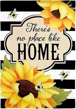 Evergreen Flag Theres No Place Like Home Burlap Garden Flag | Welcome Garden Flag 12x18 Double Sided | Small Garden Flags For Outside | Outdoor house Flags for All Season