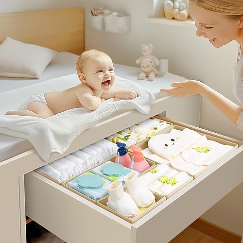 Miniatura 2 de Organizador de cajones de ropa, paquete de 12 organizadores de cómoda para guardería, organizador de ropa interior plegable para calcetines,