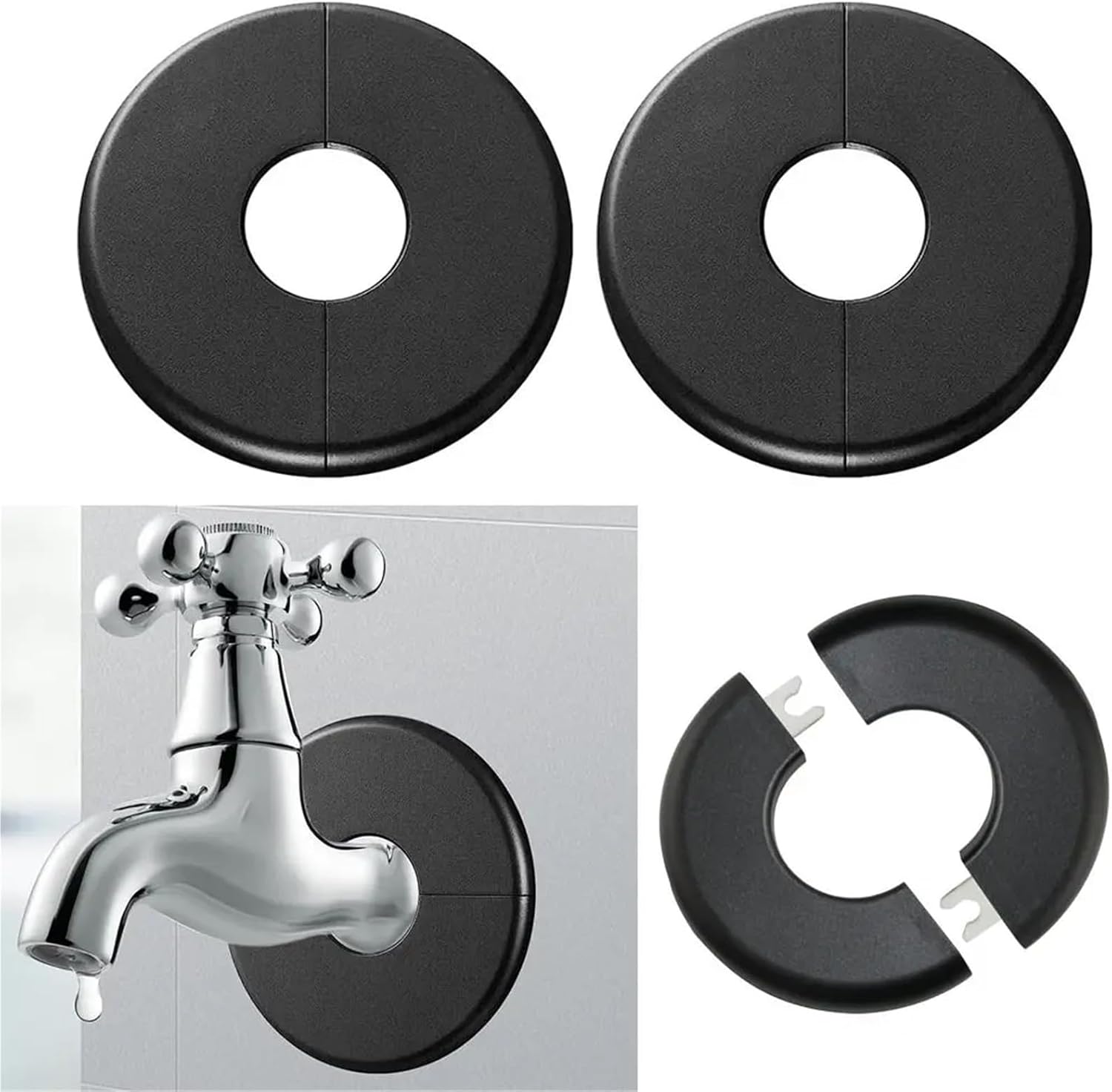 Versatile Plumbing Cover Plates,10/20/30pcs Useful Shower Faucet Black Decorative Round Pipe(30pcs)