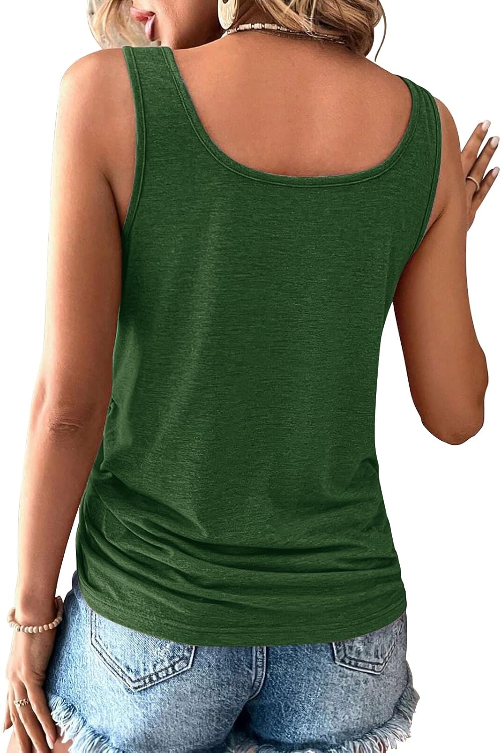 Womens U Neck Tank Tops Summer Sleeveless Loose Button Casual Henley Shirts - Image 6