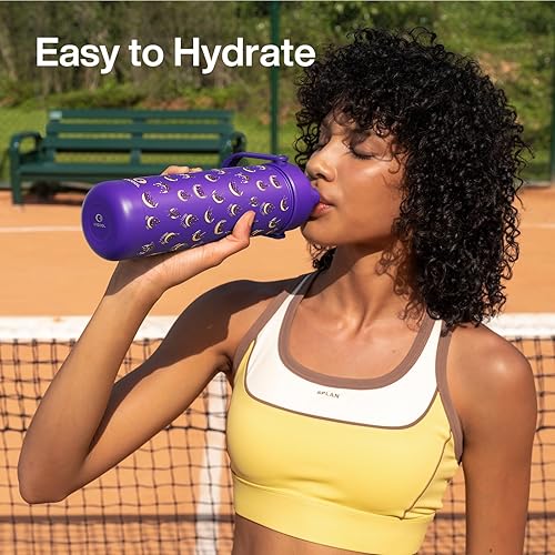 Miniatura 1091 de ENCOOL Botella de agua aislada con popote, de acero inoxidable, a prueba de fugas, sin BPA, al vacío de doble pared que se mantiene fría durante 24