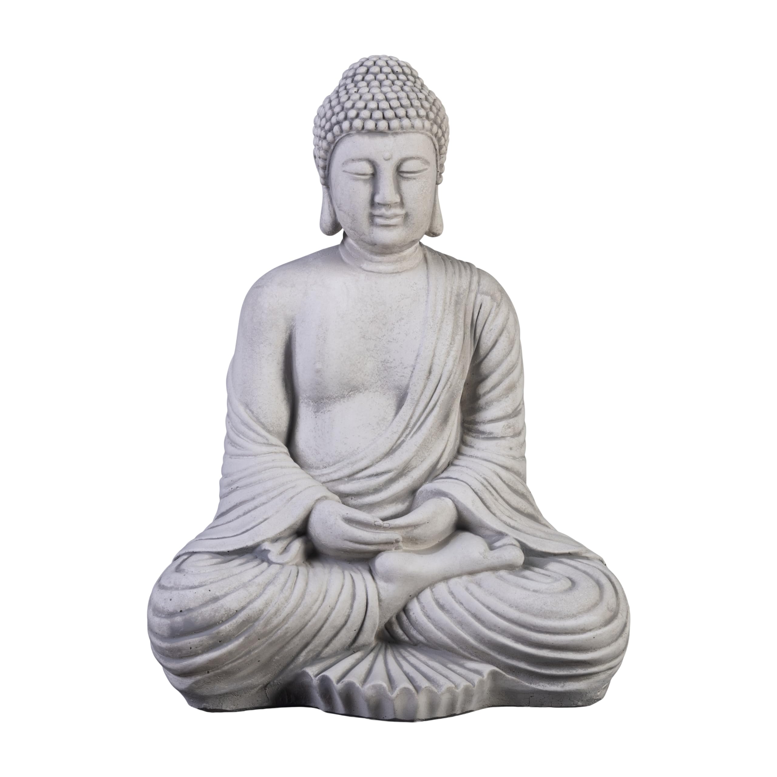 gartendekoparadies.de Buddha figure, stone figure, H. 42 cm, 19 kg, gray, frost-proof made of cast stone for outdoor use
