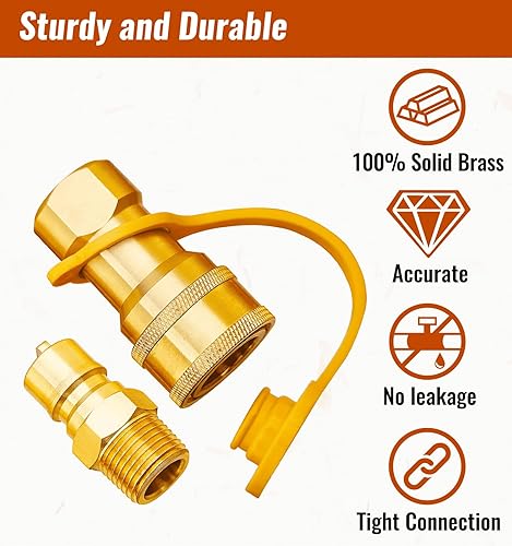 Miniatura 3 de CALPOSE Kit de conexión rápida de gas de 12", conector de desconexión rápida de gas LP y enchufe de inserción macho, latón macizo
