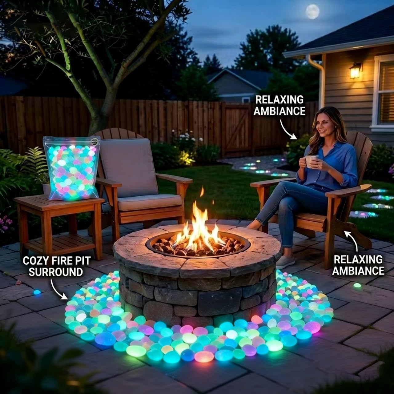 Colorful Glow-in-the-Dark Garden Stones, 2026 New Glowing Pebbles for Garden Outdoor,Beautiful Luminous Stepping Stones Glow Rocks Walkway Patio Yard Landscaping(Multicolor,800pcs)