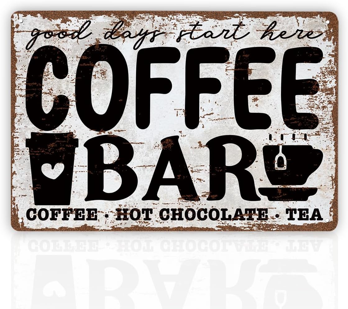 Vintage Coffee Bar Sign, Kitchen Coffee Bar Wall Decor, Home Cafe Corner Decor Items Signs, Kitchen Wall Sign, Cafe Lovers Gifts, Christmas Gift, Housewarming Gift, Positive Gifts