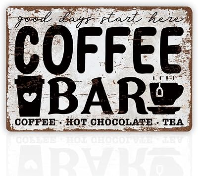 Vintage Coffee Bar Sign, Kitchen Coffee Bar Wall Decor, Home Cafe Corner Decor Items Signs, Kitchen Wall Sign, Cafe Lovers Gifts, Christmas Gift, Housewarming Gift, Positive Gifts