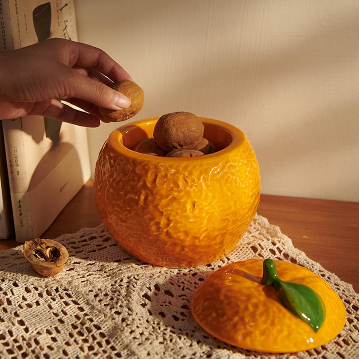 BESPORTBLE Barattolo in Ceramica Arancione Coperchio per Tè e Cereali