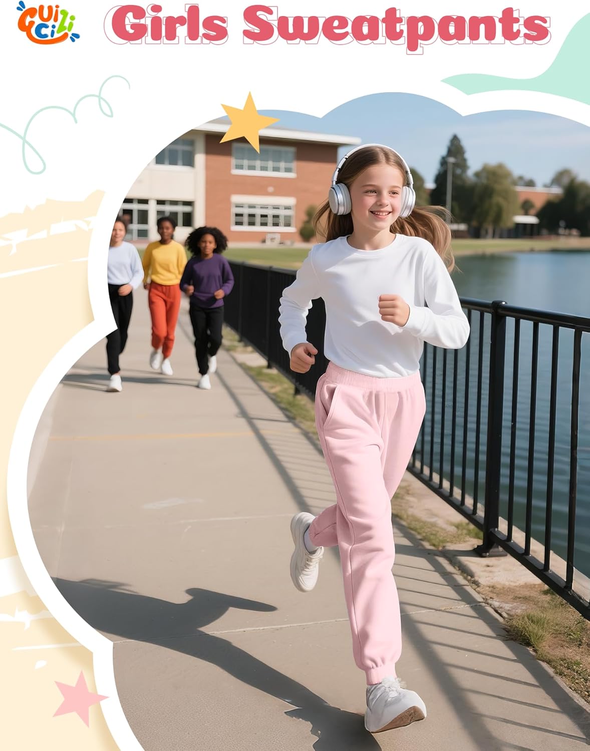 Girls Sweatpants Toddler Jogger Pants with Pockets Soft Kids Sweat Athletic Sports Lounge Active Pants Size 2-14 - Image 5