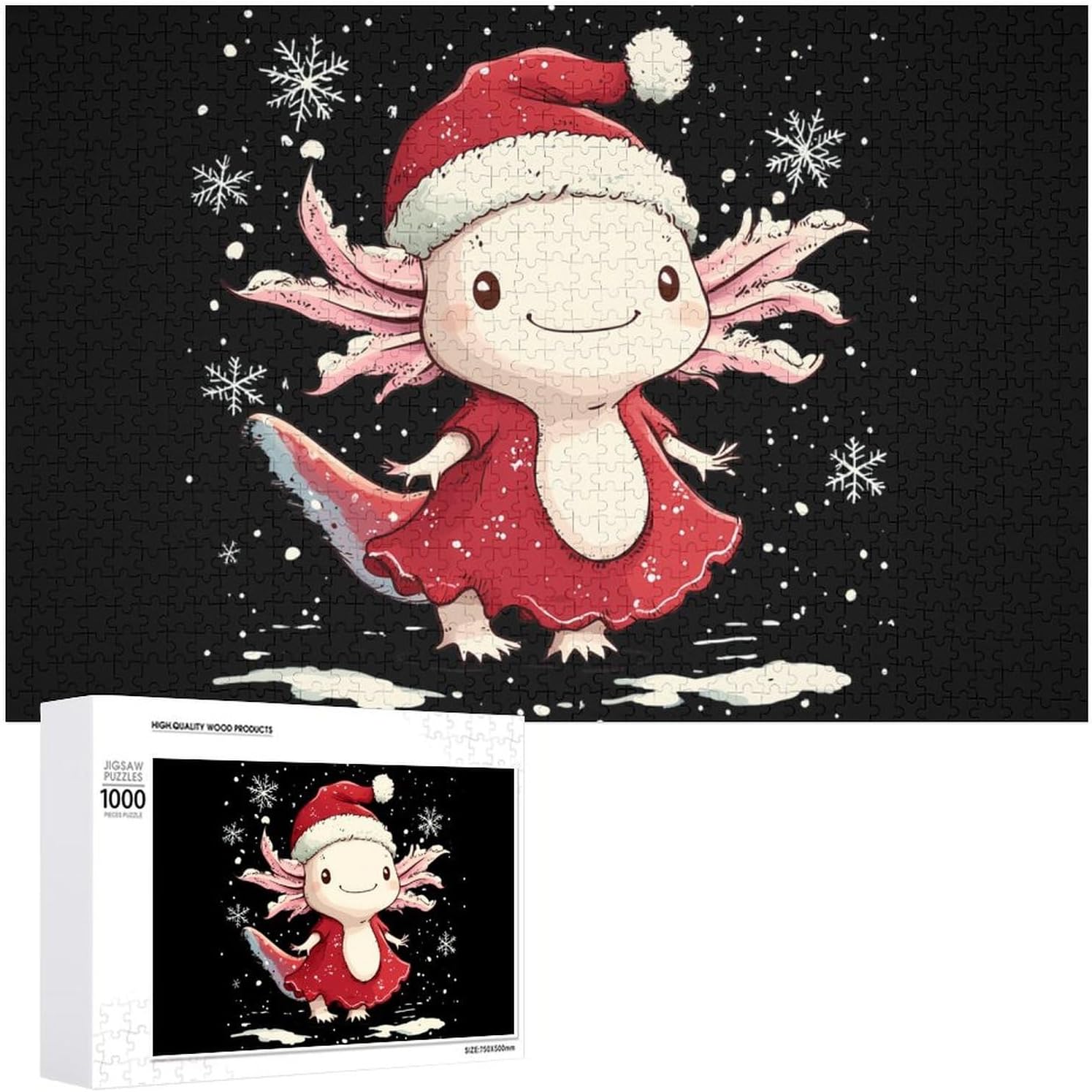 Christmas Axolotl Wood Puzzle Challenging Jigsaw Puzzles for Women Men