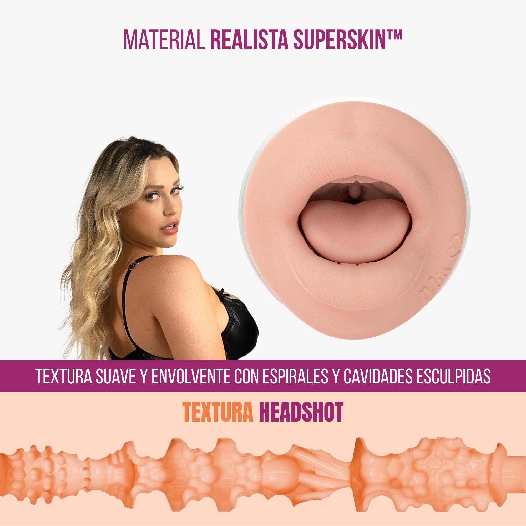 Fleshlight Mia Malkova Headshot (Boca) - Masturbador Masculino - Experiencia Real - Superskin - Fácil de Limpiar