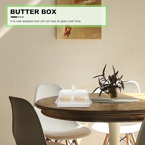 Miniatura 6 de Hemoton Mantequillera con tapa abatible, plato de mantequilla acrílico transparente, soporte para mantequilla, recipiente de mantequilla de encimera