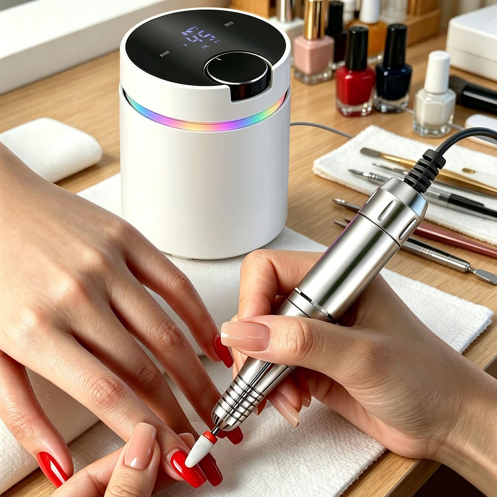 Pulidor de uñas eléctrico inalámbrico con potente motor de 45000 rpm, batería de larga duración para el cuidado de las uñas