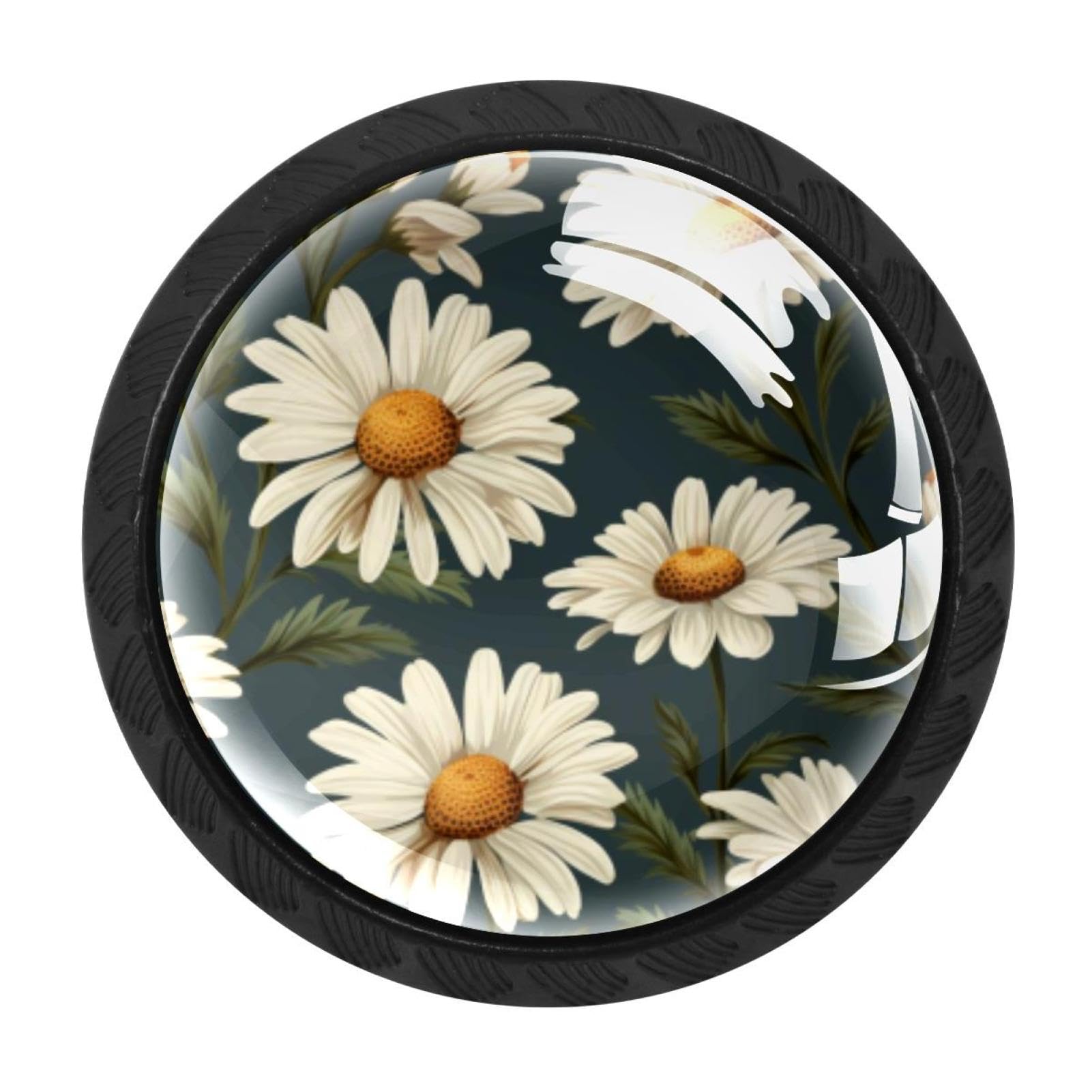 CHENZZZZ 4 Pack Black Daisy Kitchen Handles, Cabinet Pulls Hardware for Cupboard Drawer Knobs Dresser Pulls