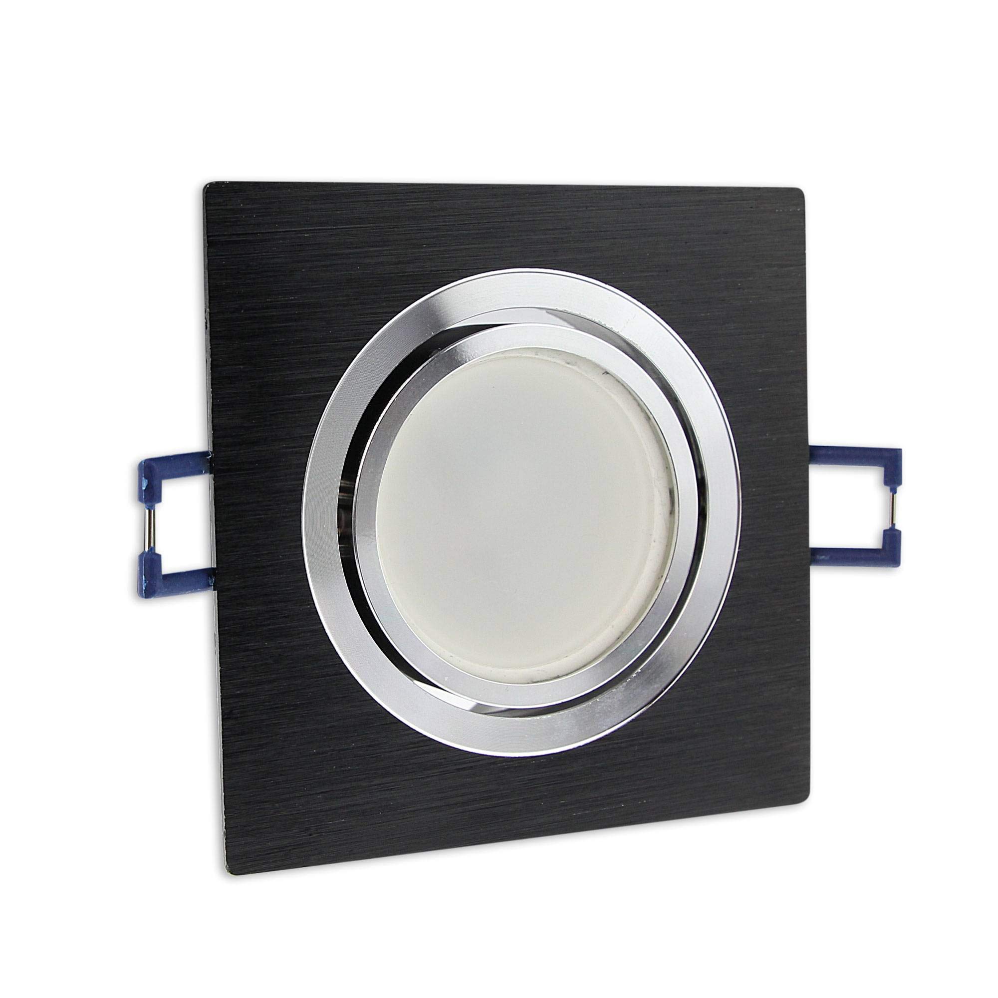 6x LED Einbaustrahler Set eckig - schwarz 5 Watt neutralweiß Dimmbar 230V flach (30 Tiefe) - Leuchte schwenkbar 68 - Einbau-Spot Decken-Strahler