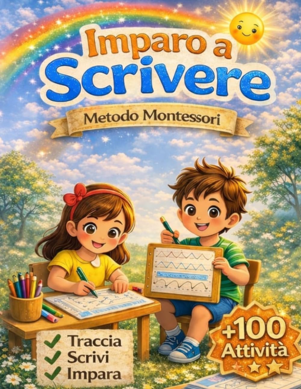 Libro Prescolare Metodo Montessori Completo: Pregrafismo, Prescrittura 100+ Attività per Bambini 3-4 Anni per Scrivere Imparare e Prepararsi alla Scuola Primaria Divertendosi!