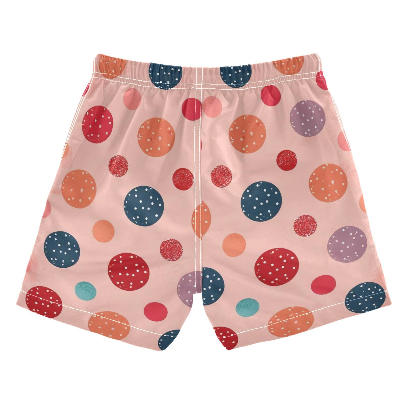 FLildon Polka Dots Colorful Little Boys Swim Trunks with Mesh Lining Quick Dry Beach Board Shorts, 3T