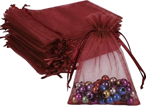 Miniatura 14 de Wudygirl 100 bolsas de organza gris transparente de 5 x 7 pulgadas con cordón transparente, bolsas de joyería para fiestas, bodas, vacaciones