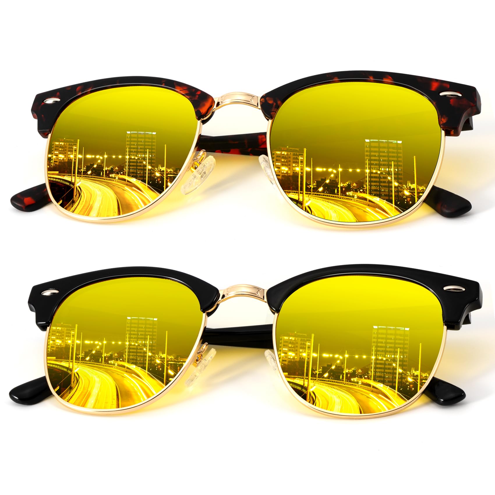 KALIYADI Sunglasses Men Polarized Sunglasses for Men Women Unisex Semi-Rimless Frame Retro Driving Sun Glasses UV Blocking