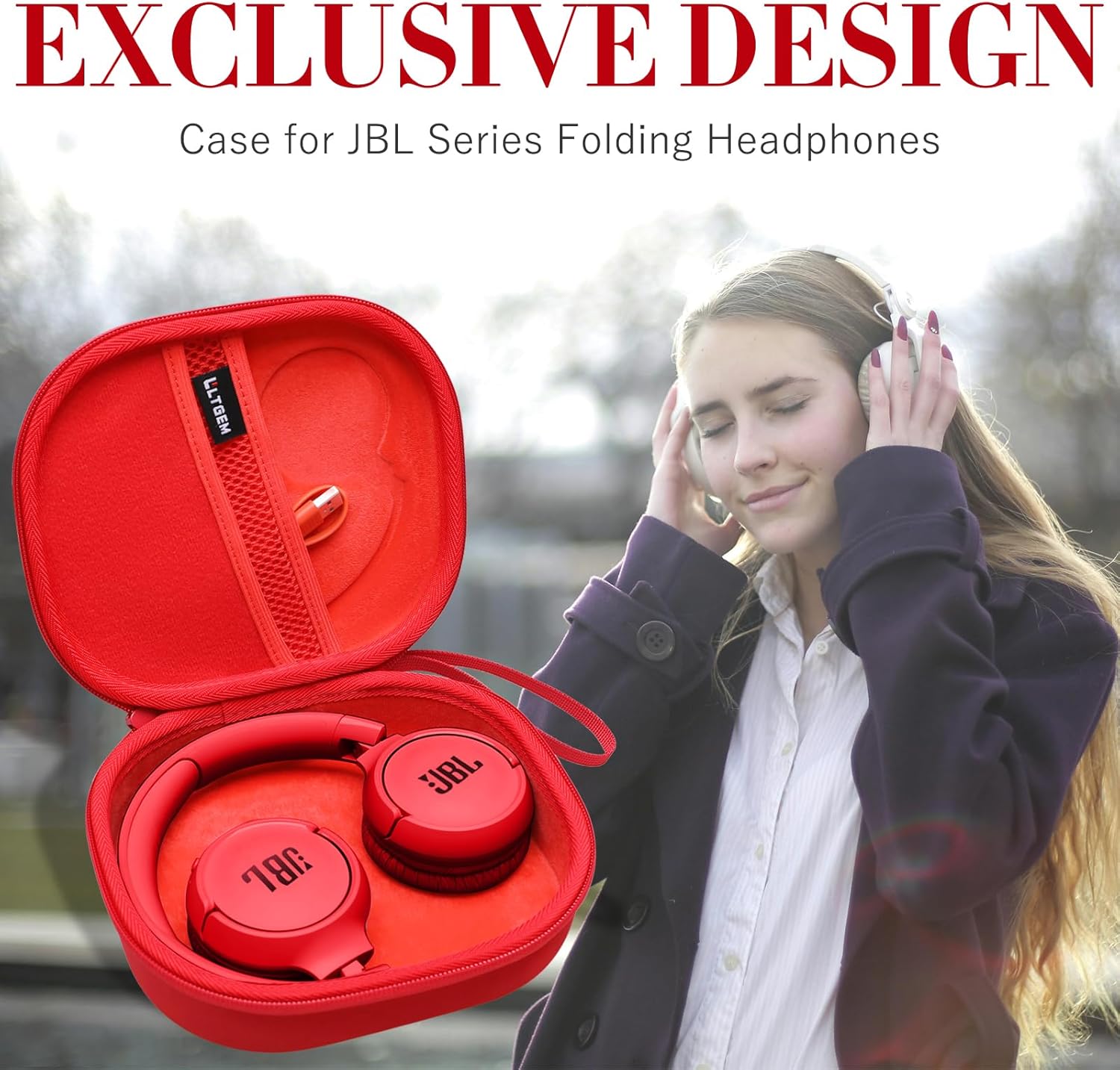 LTGEM Case Compatible with JBL Tune 510BT 520BT 500BT 570BT 660NC 710BT 720BT 770NC & Live 460NC 660NC 670NC 770NC 760NC Headphoness, Red - Image 5