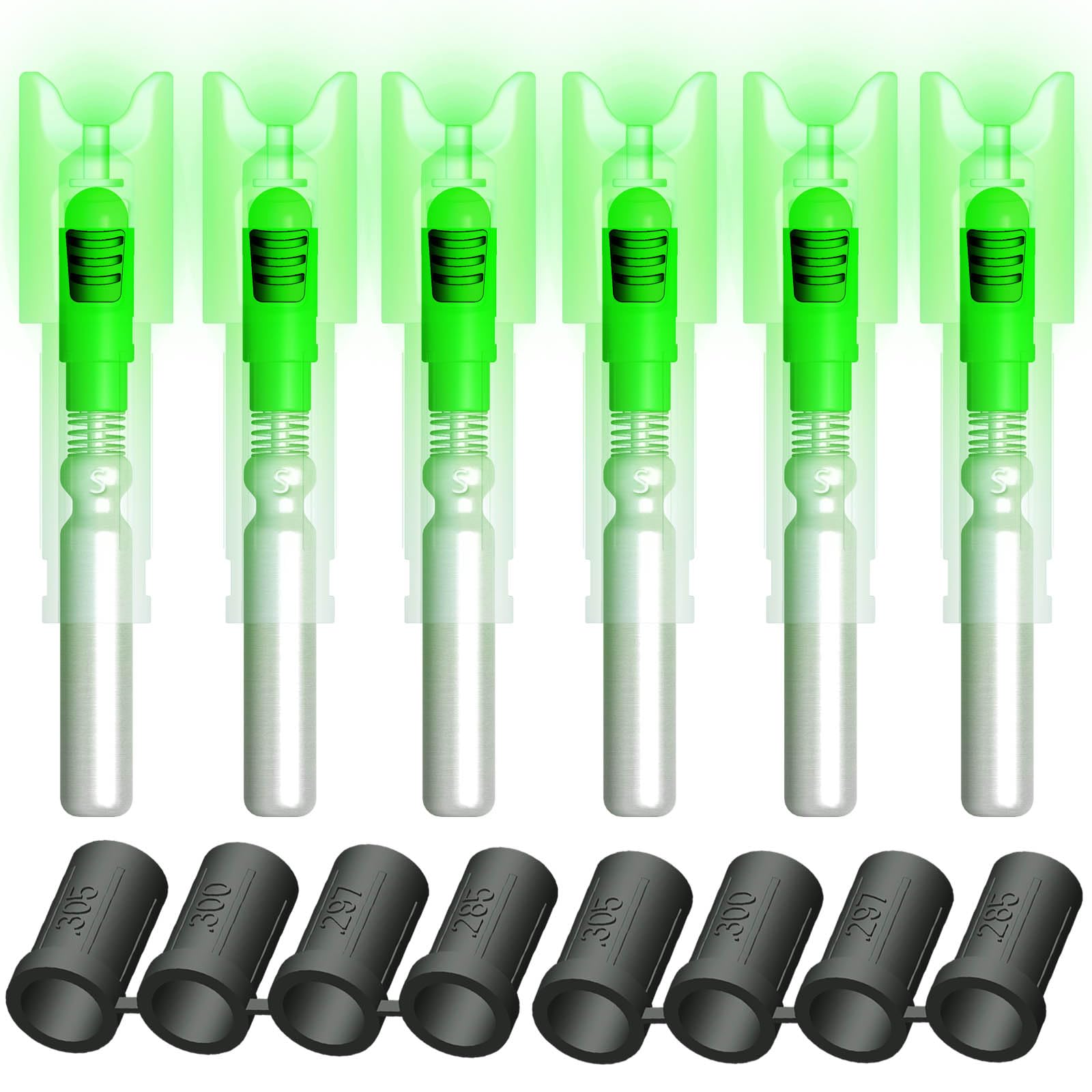 Linpeng 6PCS Crossbow Lighted Nocks for Bolts with .285”/.297”/.300”/.305” Bushings with ON/Off Switch LED Arrow Nocks