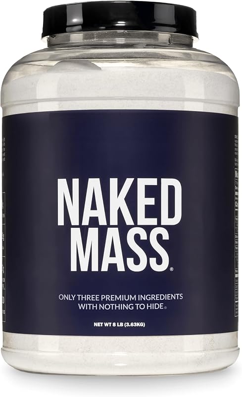NAKED Mass - Natural Weight Gainer Protein Powder - 8 LB Bulk, NSF Certified, GMO Free, Gluten Free & Soy Free. No Artificial Ingredients - 1,250 Calories per Serving