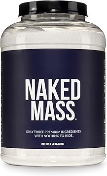 NAKED Mass - Natural Weight Gainer Protein Powder - 8 LB Bulk, NSF Certified, GMO Free, Gluten Free & Soy Free. No Artificial Ingredients - 1,250 Calories per Serving