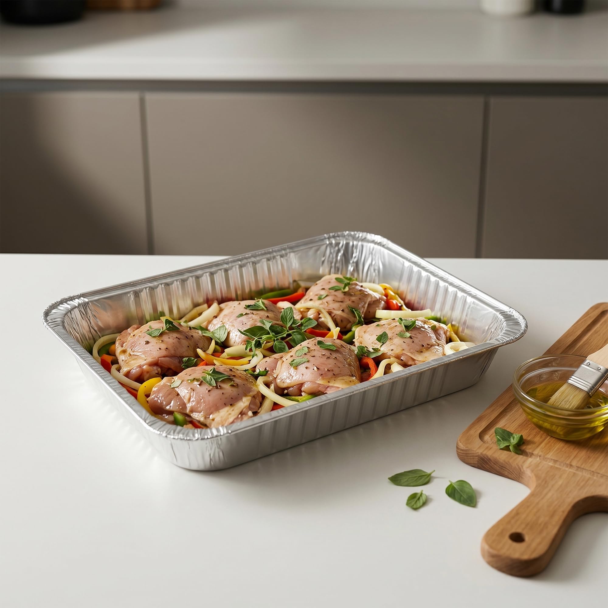30 Stück 2200ml Aluschalen Groß, 32.5x26.2x4cm Grillschalen Aluminium Grill Tropfschale, Einweg Alu Schalen für Grill Kochen Party-Essen Servieren