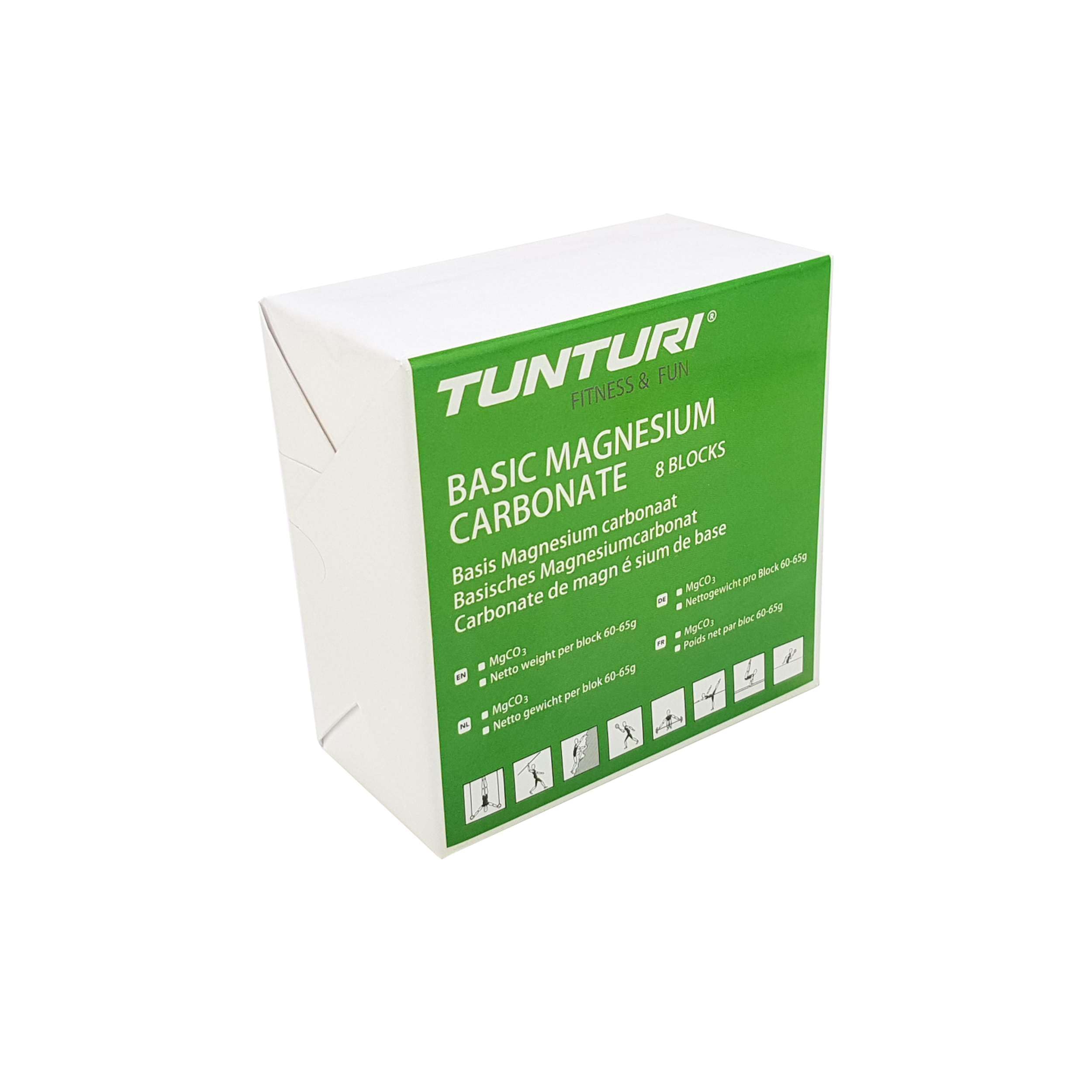 Tunturi Magnesium Sportkreide - Chalk – 8 Blöcke in Box – Für Klettern, Turnen, Krafttraining, Functional Fitness und Gym – Verbessert Grip und absorbiert Schweiß