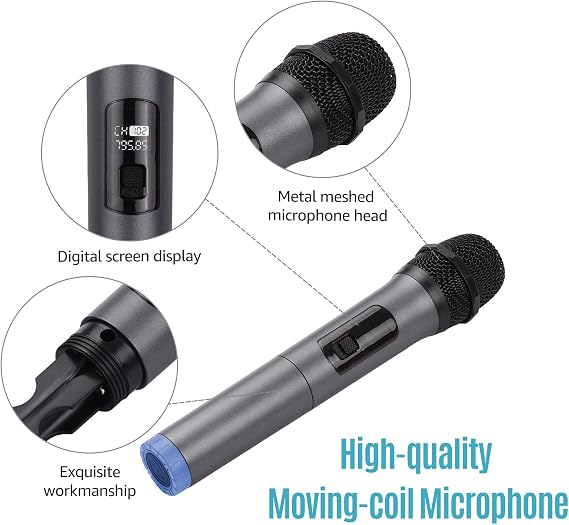 Coverzone Profesyonel Kablosuz Mikrofon Dinamik Mikrofon Taşınabilir Mini alıcı için 6.35mm Fiş Karaoke Konuşma Toplantı Sahne Performansı WN-01