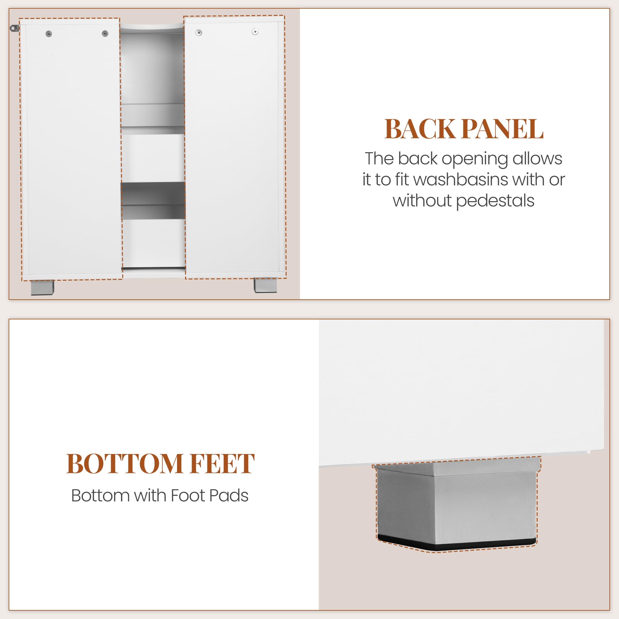 HEXCELEN Mueble Bajo Lavabo, Mueble Baño con 3 Cajones, Armario de Baño, con Patas Elevadas, para Lavabo Sin Reborde, Moderno, 30 x 60 x 63 cm, Blanco