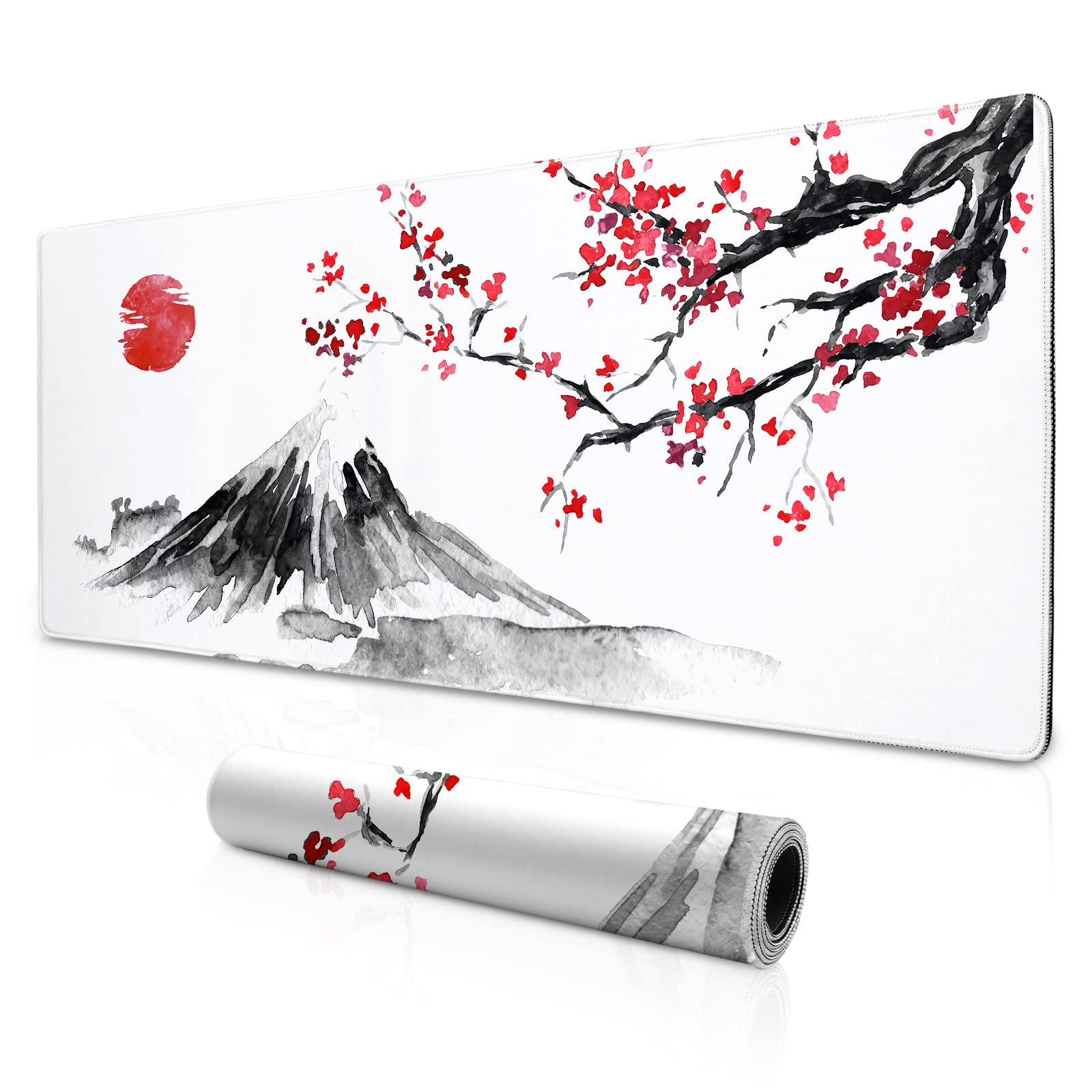 XXL Mouse Pad (80×30cm), Ink Painting Mouse Pad, Large Mouse Mat with Non-Slip Rubber Base Mouse Pad, Spill-Resistant and Premium-Textured Desk Mat Gaming Mouse Mat, Mousepad XXL for Office & Home