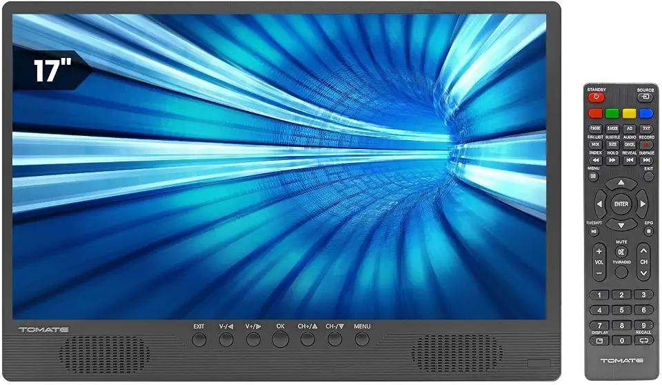 TV Portátil Inteligente LED 17" HD Wi-Fi 12v Bivolt com Dois Alto Falantes 45mm Integrados - Acompanha Controle Remoto