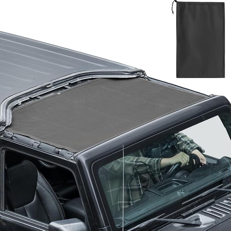 Tela de proteção solar dianteira JOYTUTUS para Jeep Wrangler JK e JKU 2007–2018 – Modelo JK (dianteira)