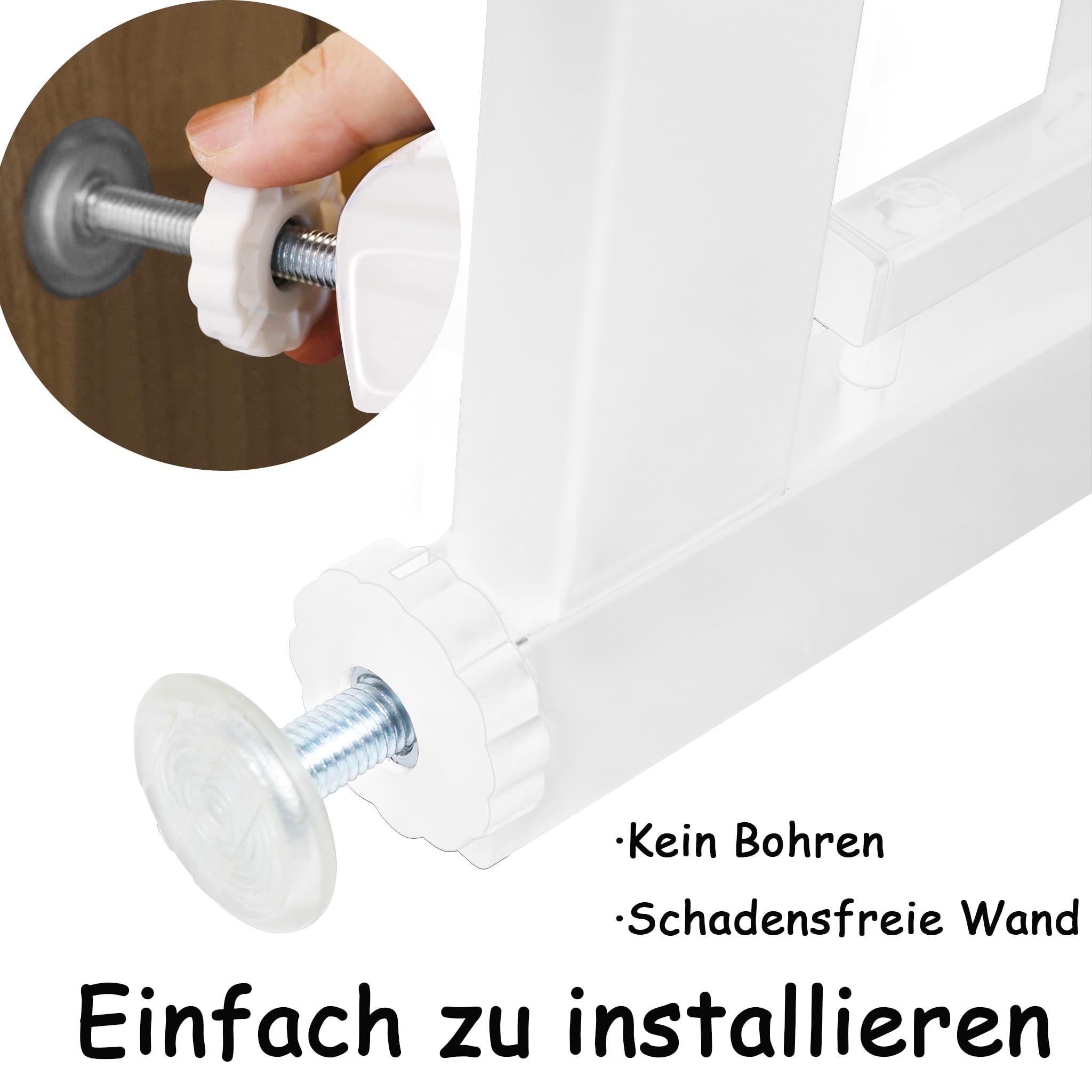 FIVMEN Barrera de Seguridad para Puerta y Escalera Puerta de Seguridad para Bebés Sin Perforaciones Cierre Automático Valla Seguridad Infantil con Puerta para Perros y Gatos, 85-95 cm Blanco