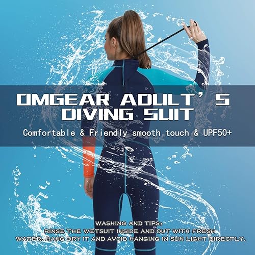 Miniatura 6 de OMGear Traje de neopreno para hombres y mujeres, 0.118 in, cuerpo completo, protección UV, una pieza, manga larga, trajes de buceo, traje de baño