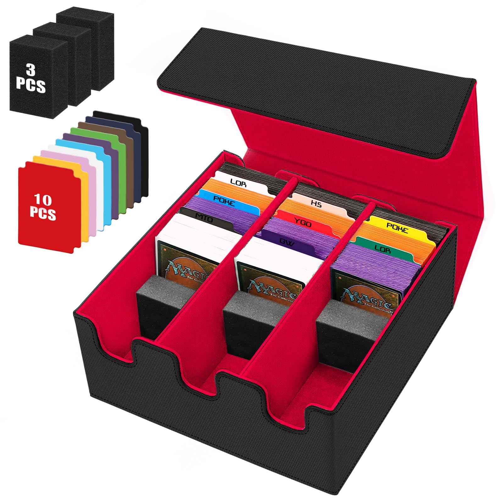 HIMOMO Card Storage Box for Trading Cards 2100+ PU Leather Card Deck Box