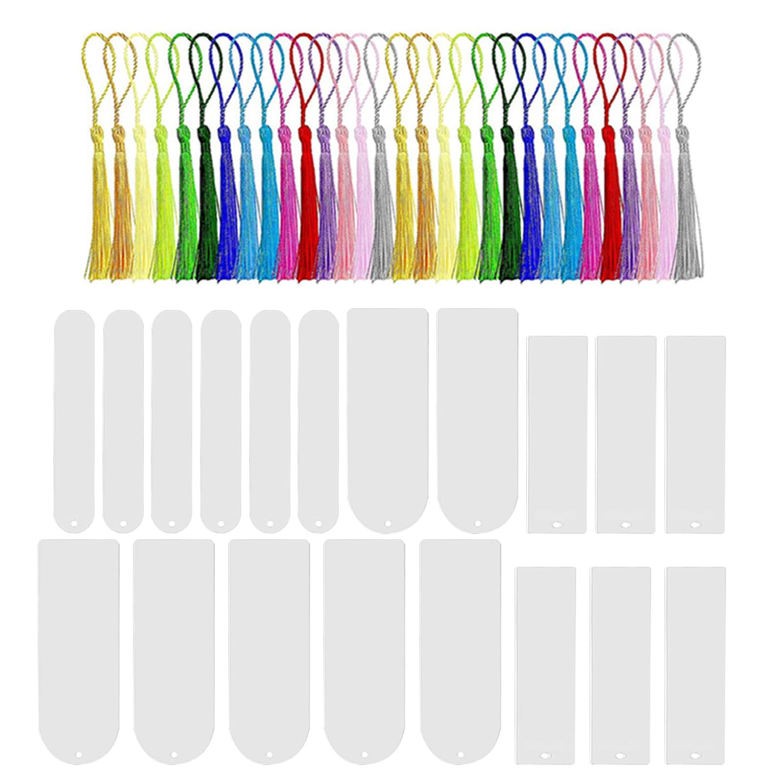 NUOBESTY 1 set di segnalibri vuoti in acrilico con nappe - Segnalibri trasparenti - trasparenti per fai da te, etichette per appendere i prezzi, creazione di etichette per donne e ragazze
