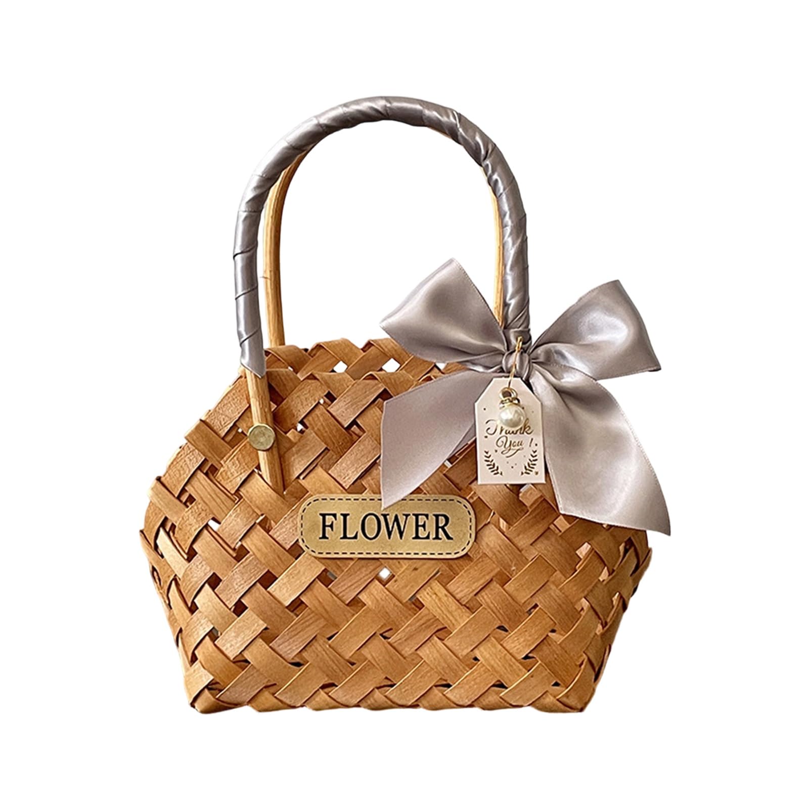 Handcrafted Wood Flower Basket with Rustics Charm for Living Room or Offices Multipurpose Decorative Basket