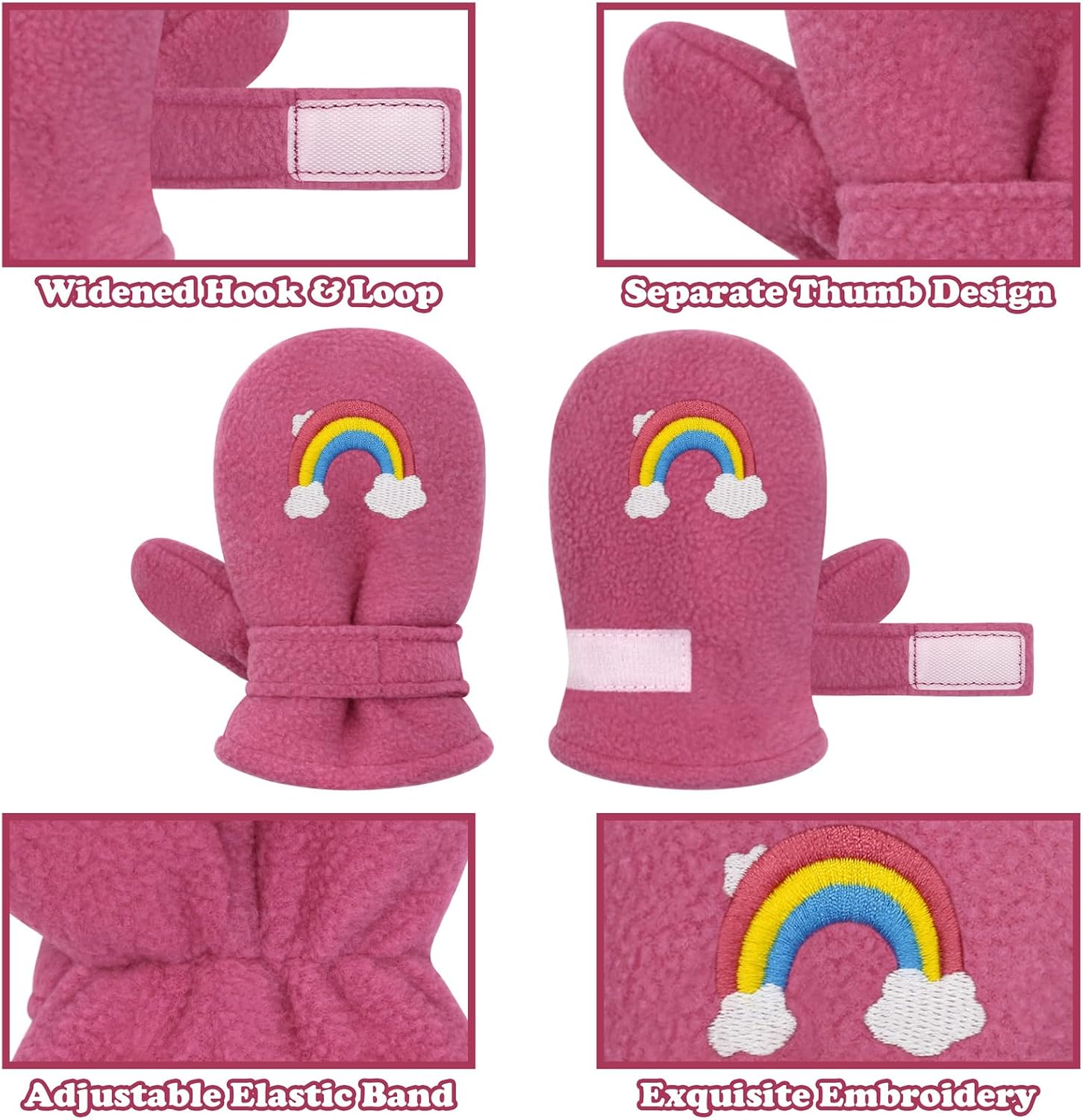 Sarfel 2 Pack Baby Winter Mittens Toddler Winter Gloves Warm Sherpa Lined Infant Baby Mittens Kids Warm Gloves for Boys Girls