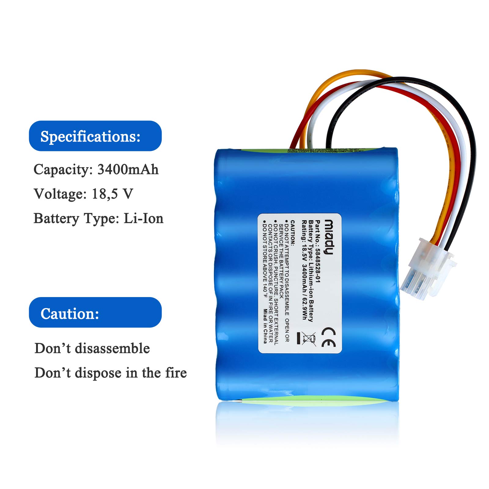 Miady Batterie (3400mAh 18.5V) Compatible avec Gardena Sileno R100Li, R130Li, R160Li/Husqvarna Automower 310 Modell (2015,2016,2017,2018) 315 Modell (2015,2016,2017,2018)