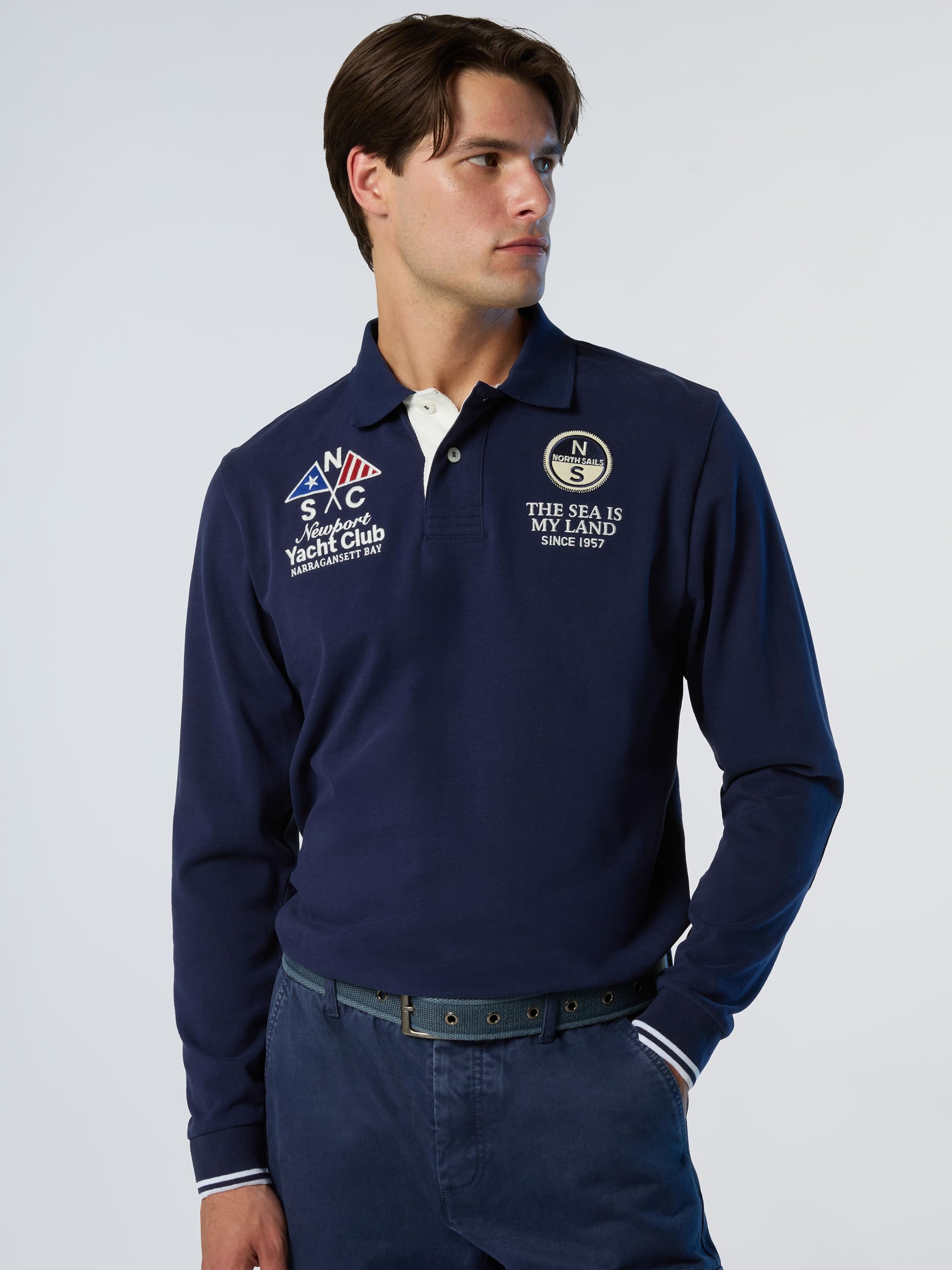 NORTH SAILS Polo Uomo a Maniche Lunghe Archive in Jersey di Cotone Organico
