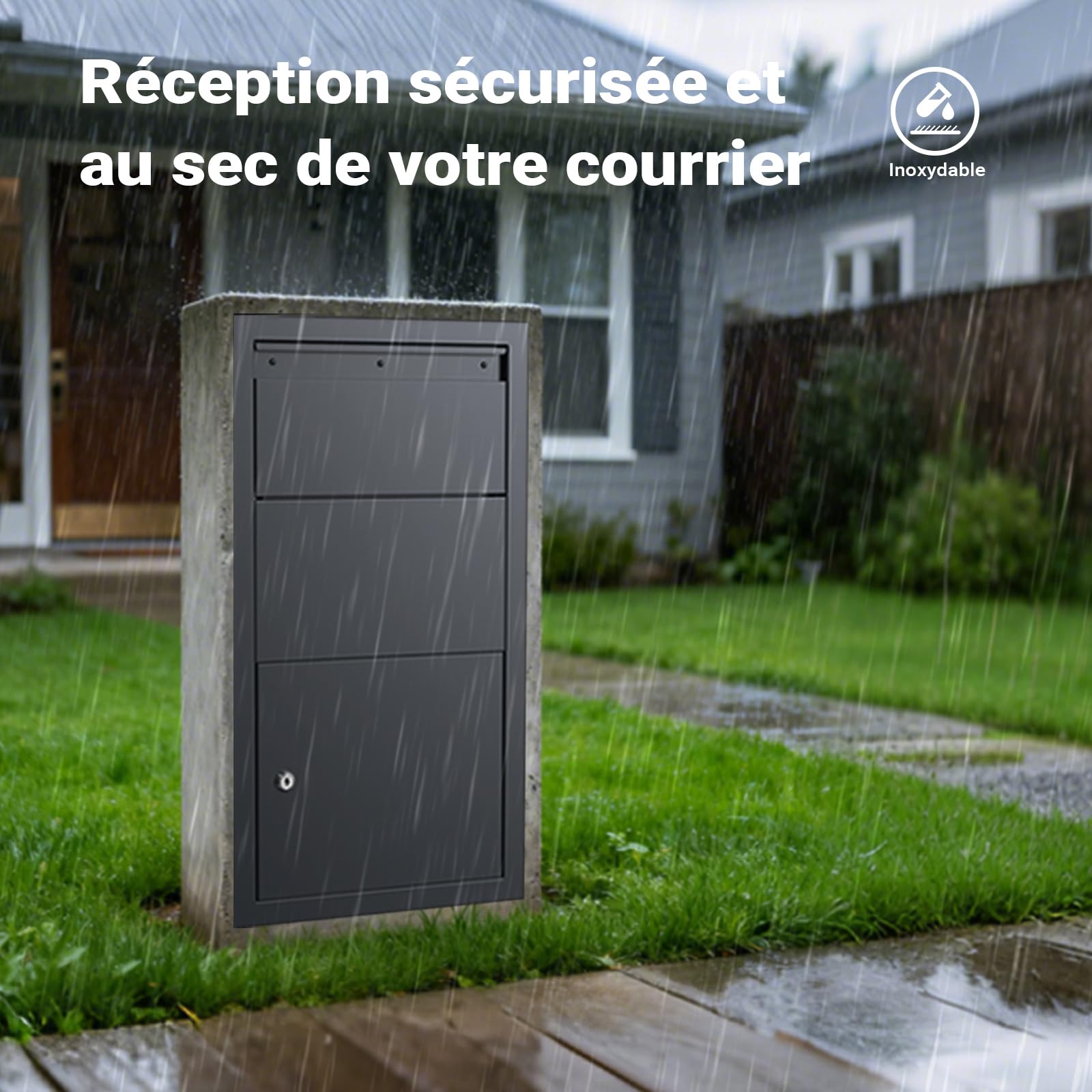XPOtool Boîte à colis verrouillable gris anthracite 470 x 220 x 870 mm, Boîte aux lettres murale, pour colis max. 350 x 300 x 110 mm, Usage domestique courrier