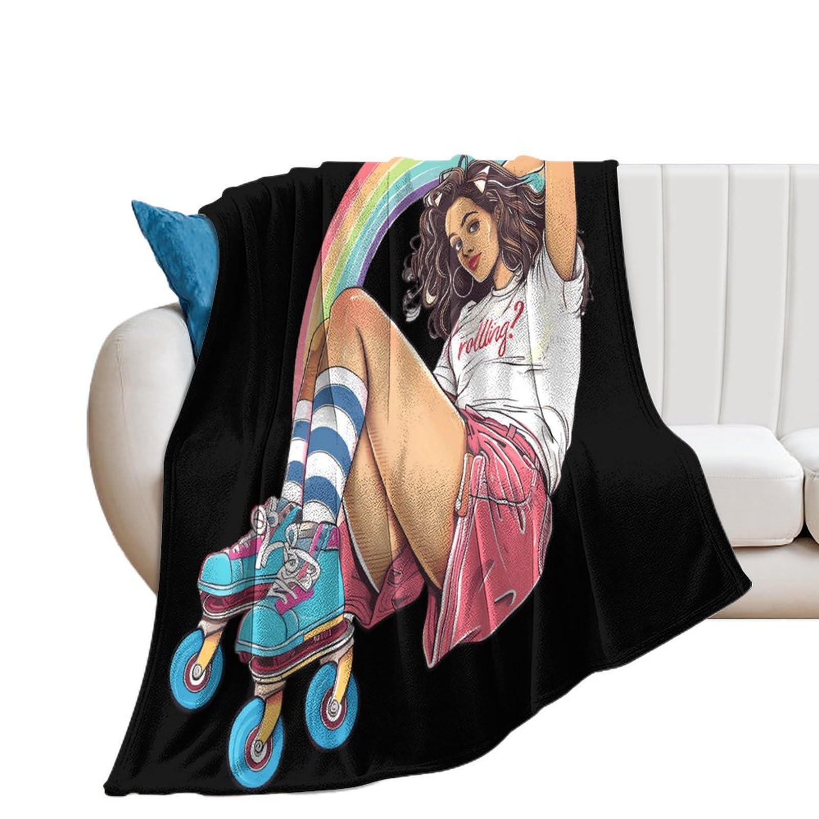 Already Rolling Roller Soft Flannel Blanket Throw Fashion Plush Blankets Lightweight Throws for Couch Bed 50