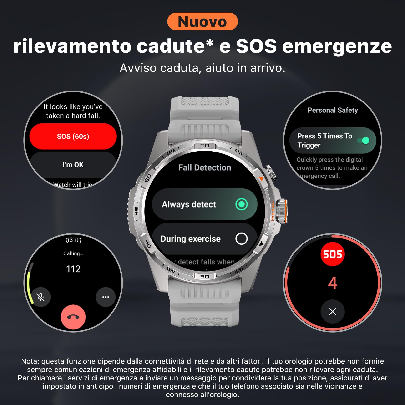 Ticwatch Atlas Smartwatch Android Wear OS 90 ore di batteria 110+ modalità di allenamento Mappa termica Rilevamento cadute Health Fitness Tracker 5ATM Bussola GPS Solo Android Compatibile Grigio