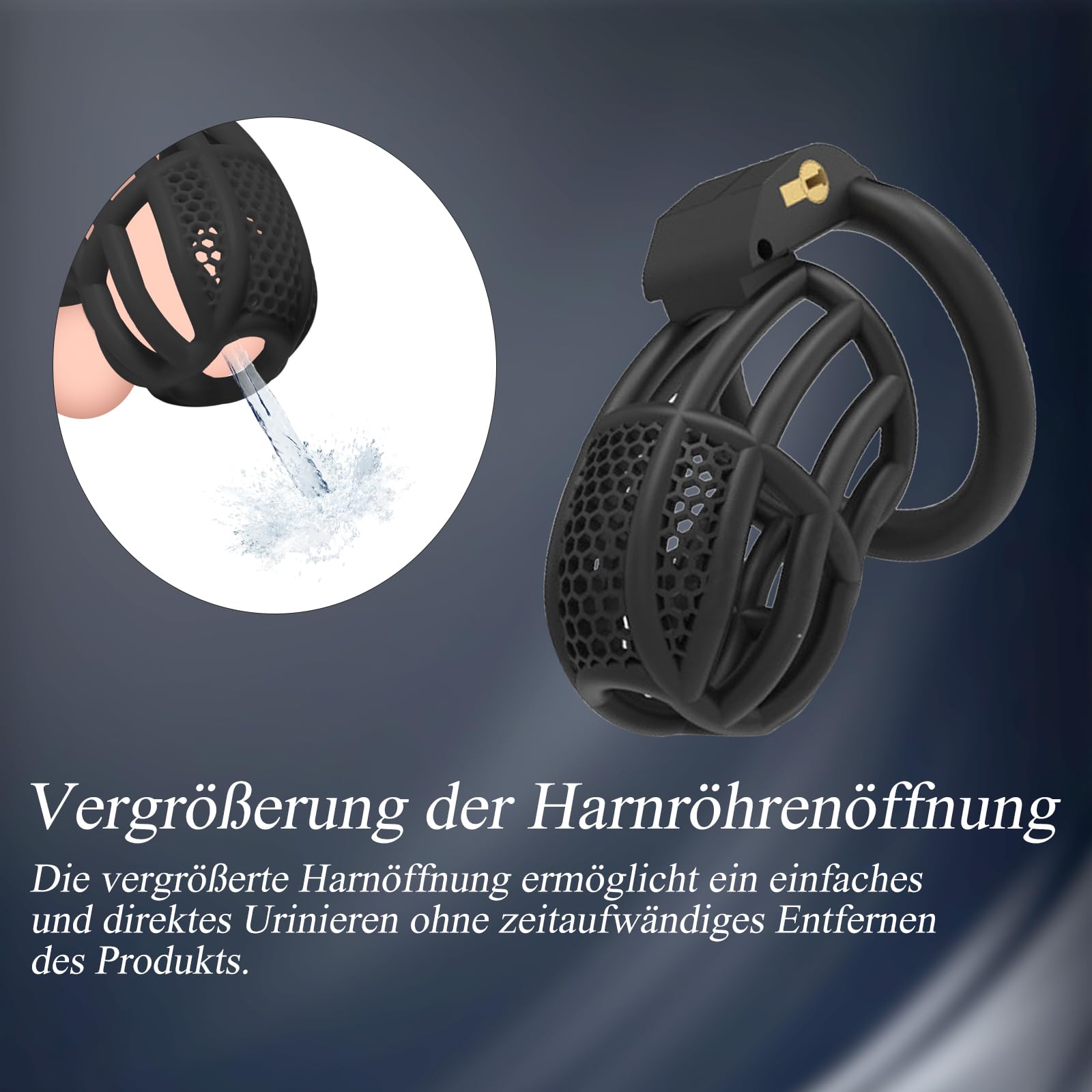 BDSMYEE Jaula de castidad para pene con 4 Anillos para el Pene Extraíbles, chastity cage bdsm Juguetes Eróticos Para Adultos, jaula castidad hombre castigo jaula castidad (Negro, C)